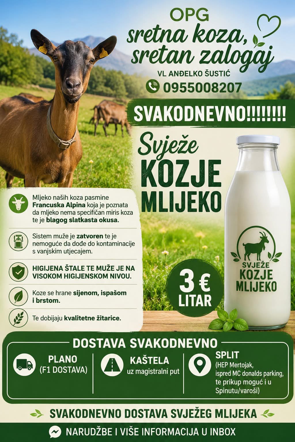 Svježe kozje mlijeko 